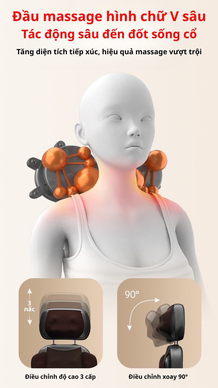 Ghế massage toàn thân DELAX GMS05 massage sâu, tác động thư giãn đến đốt sống cổ