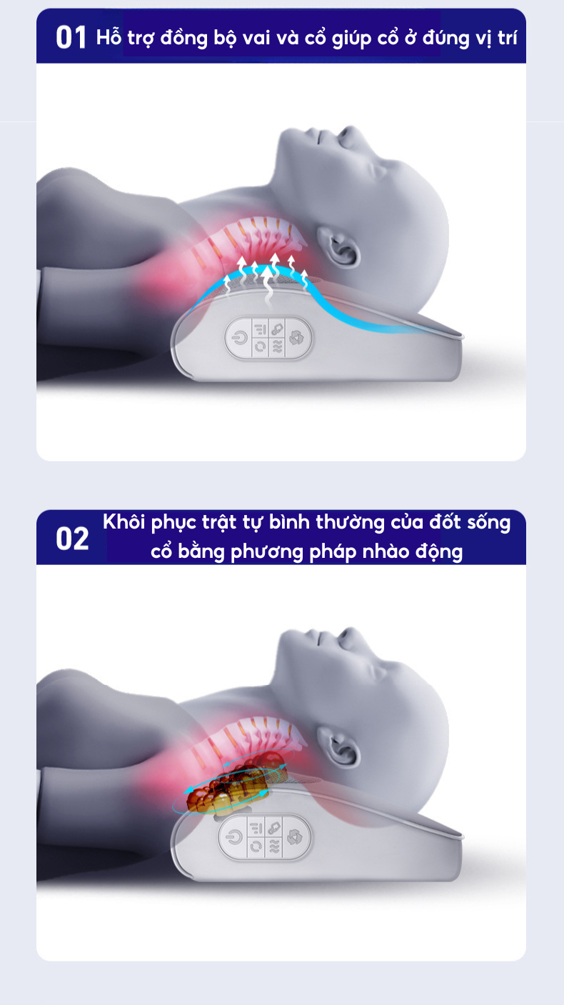 Gối massage cổ vai gáy thiết kế công thái học, ôm sát cổ