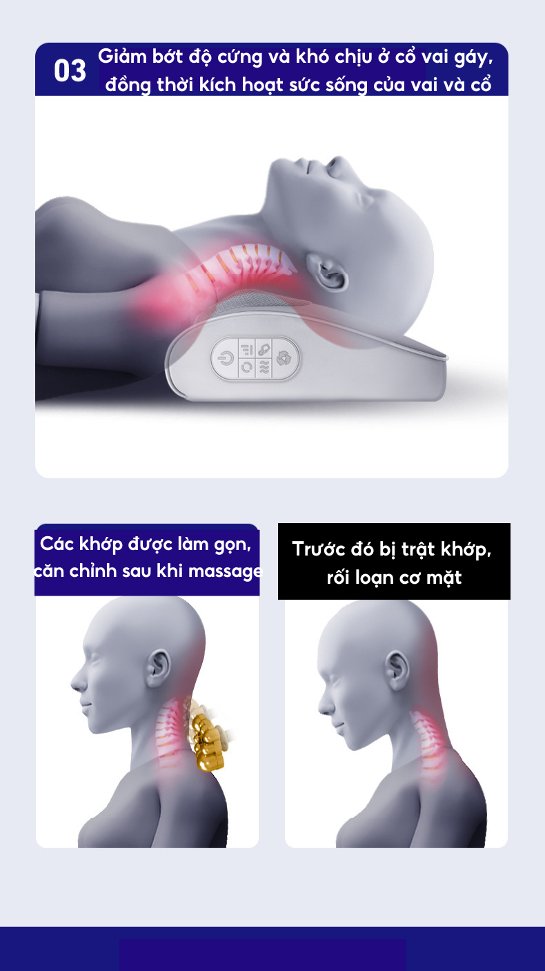 Gối massage cổ vai gáy thiết kế công thái học, ôm sát cổ