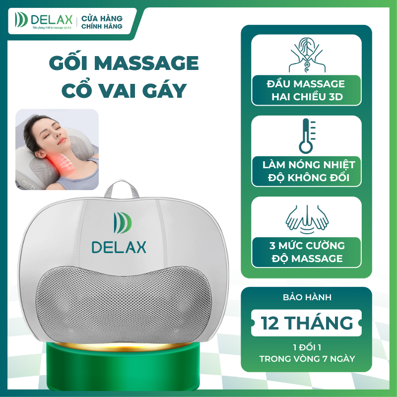 Gối massage cổ vai gáy DELAX GMC01