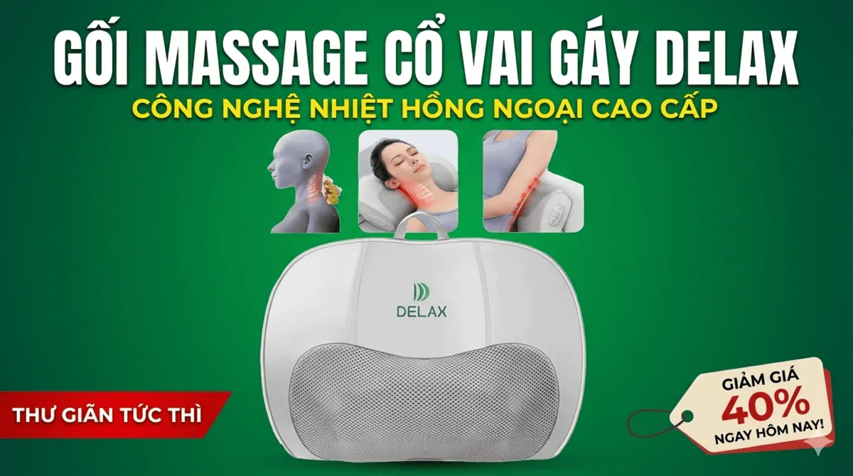 Món Quà Ý Nghĩa Tặng Ông Bà Cha Mẹ - Gối Massage Cổ Vai Gáy Delax GMC01
