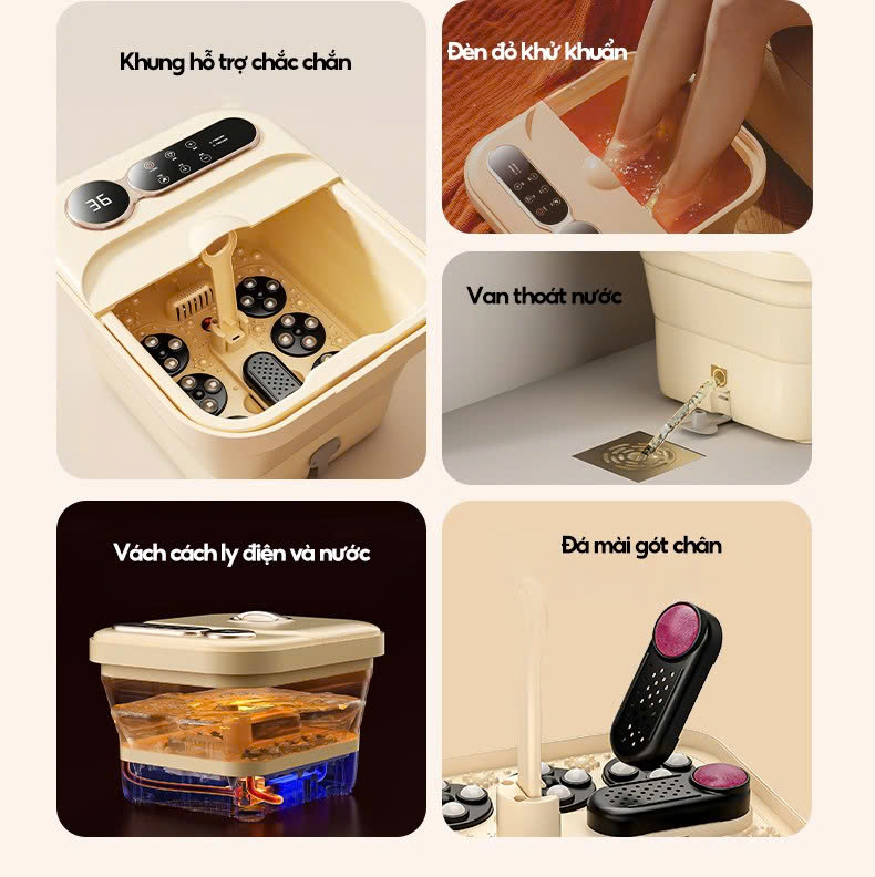Chi tiết sản phẩm Bồn ngâm chân massage bấm huyệt DELAX BNC02
